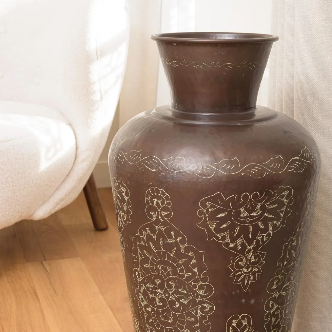 Vase alu couleur cuivre foncé patine antique HONORE D37 cm