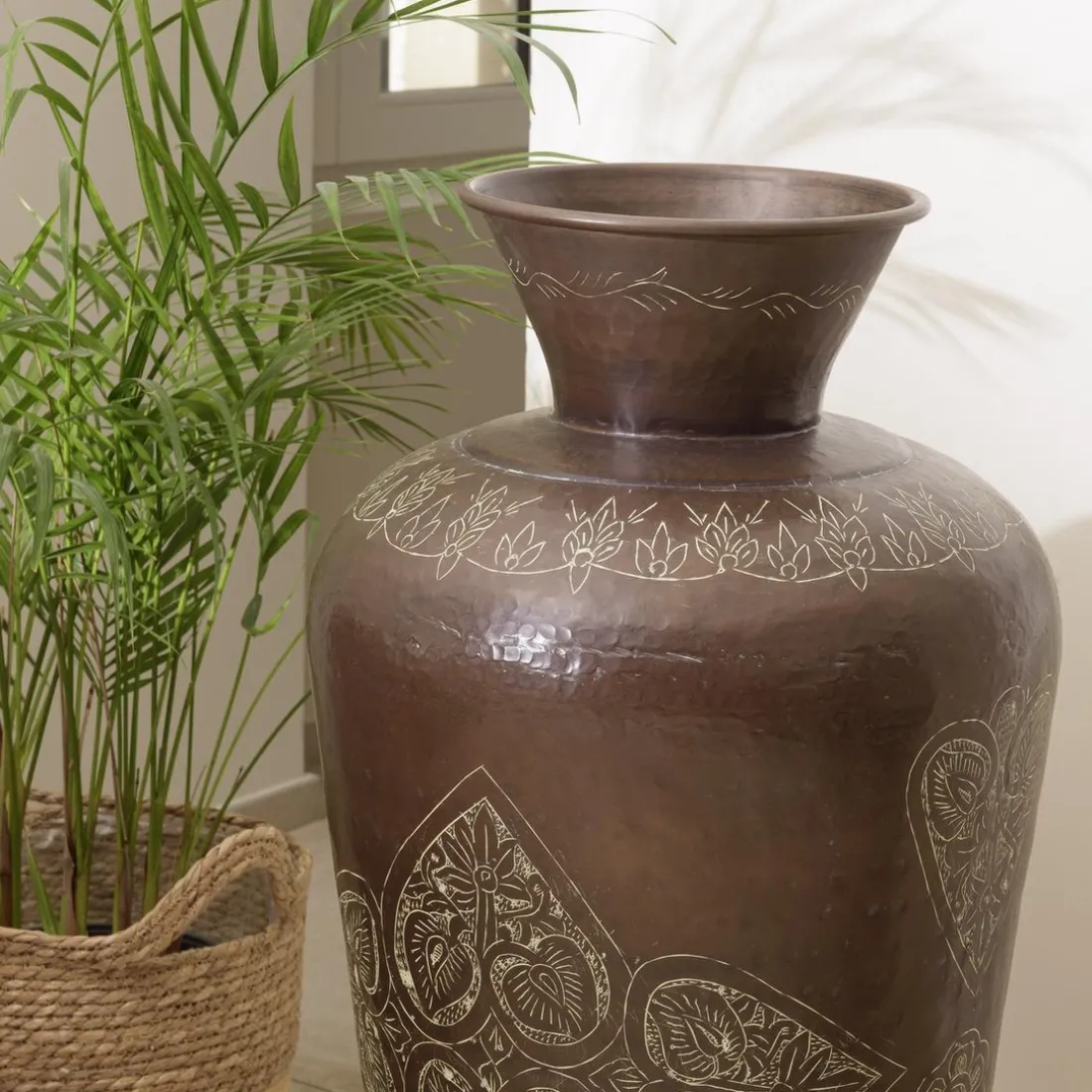 Vase alu couleur cuivre foncé patine antique HONORE D40 cm