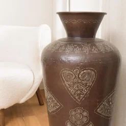 Vase alu couleur cuivre foncé patine antique HONORE D40 cm