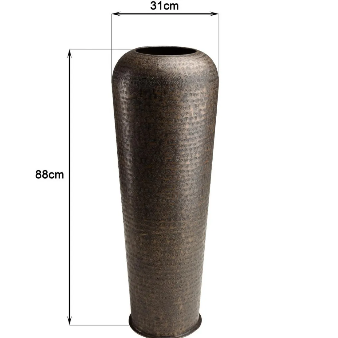 Vase alu couleur cuivre noir antique avec gravures HONORE