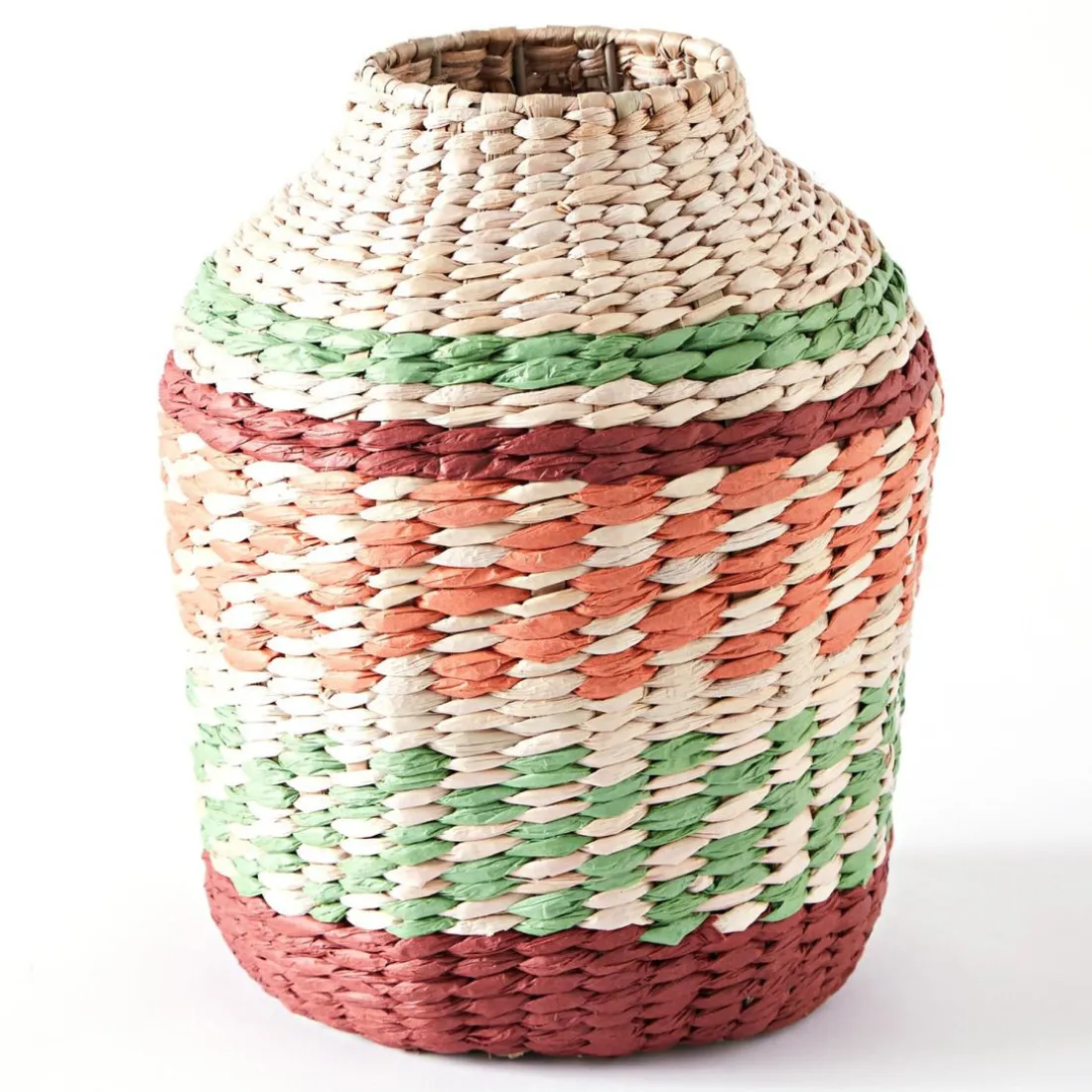 Vase décoratif en jacynthe d'eau tressée VARINO Multicolore