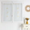 Vd paire voilage en etamine 60x120 brodee MIMOSA - jaune