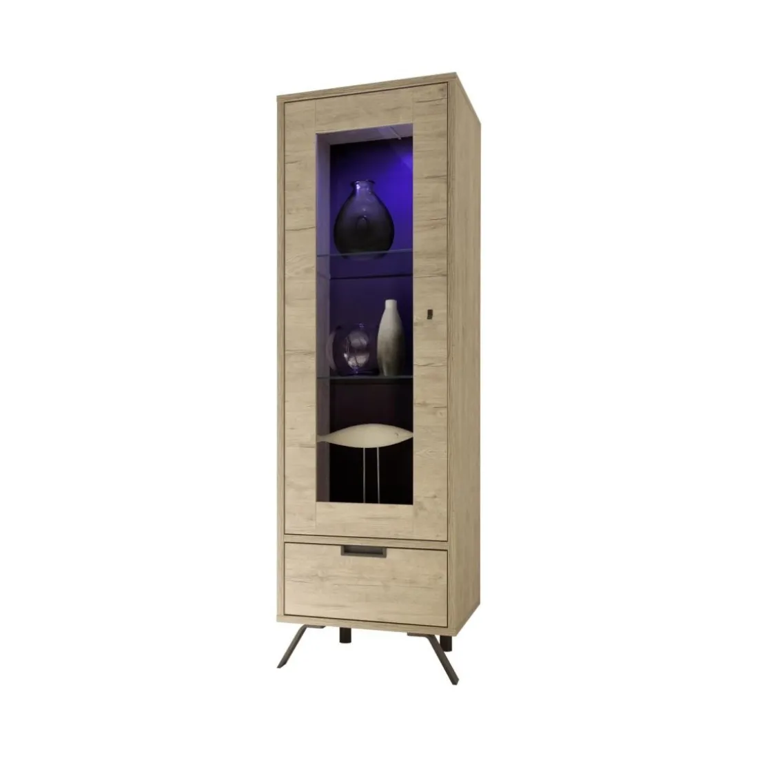Vitrine 1 porte en verre avec 1 tiroir PALMA