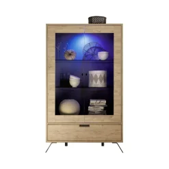 Vitrine deux portes en verre avec 1 tiroir PALMA